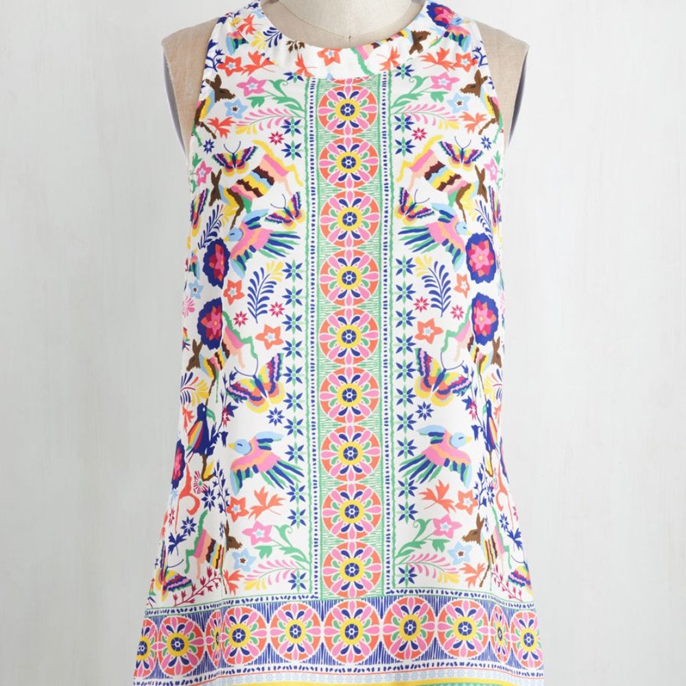 Modcloth Top Sleeveless Blouse BoHo Birds Floral